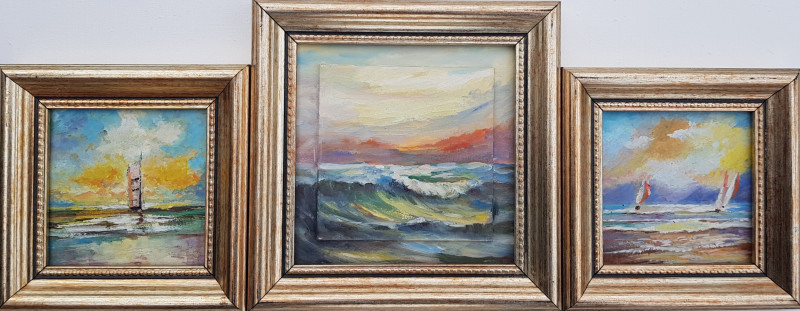 Seas (triptych) original painting by Voldemaras Valius. Sea