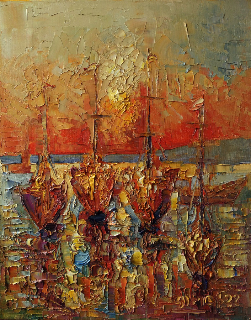 Little Port VI original painting by Simonas Gutauskas. Landscapes