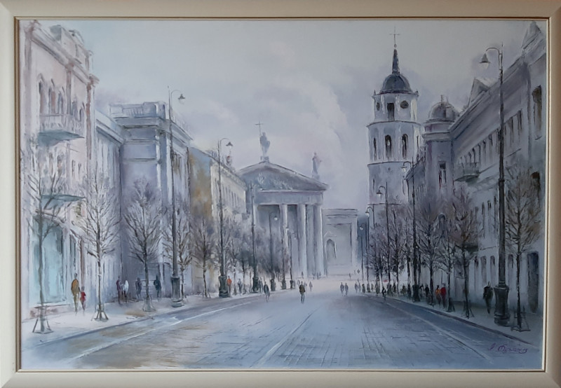 Aleksandras Lysiukas tapytas paveikslas Gedimino prospektas, Urbanistinė tapyba , paveikslai internetu