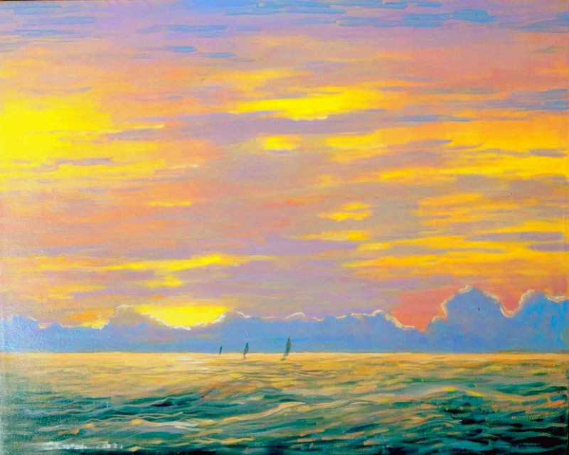 Petras Kardokas tapytas paveikslas Į audrą, Jūros , paveikslai internetu