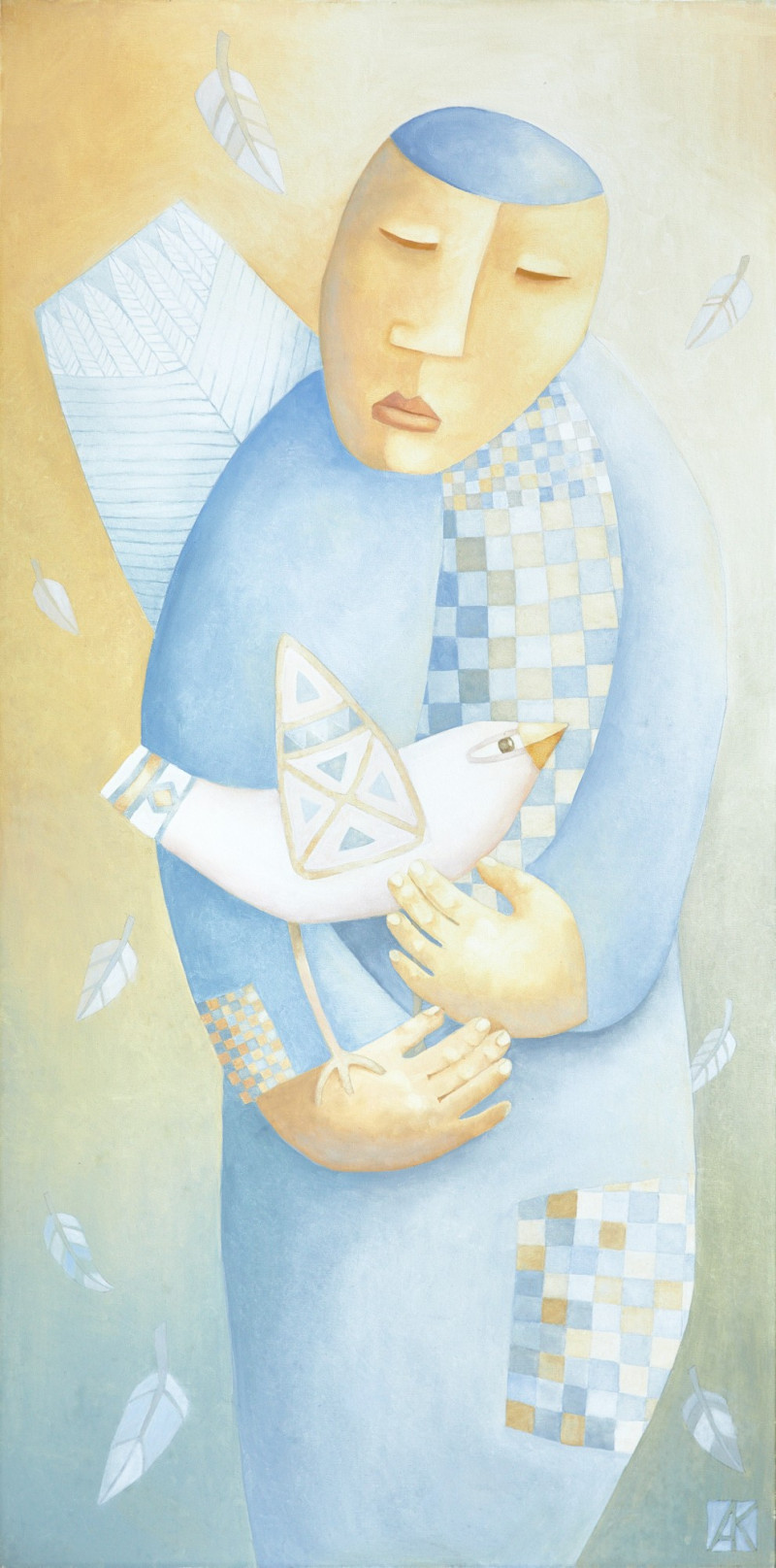 Angel original painting by Asta Keraitienė. Sacral