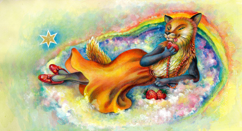 Fox Salegna original painting by Ina Lukauskaitė. For children room