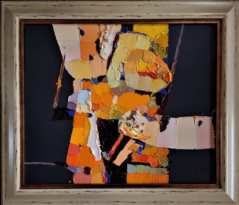 Rytas Jurgelis tapytas paveikslas Geltona šviesa ir figūros, Abstrakti tapyba , paveikslai internetu