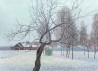 Winter in Dusetos original painting by Natalie Levkovska. Landscapes