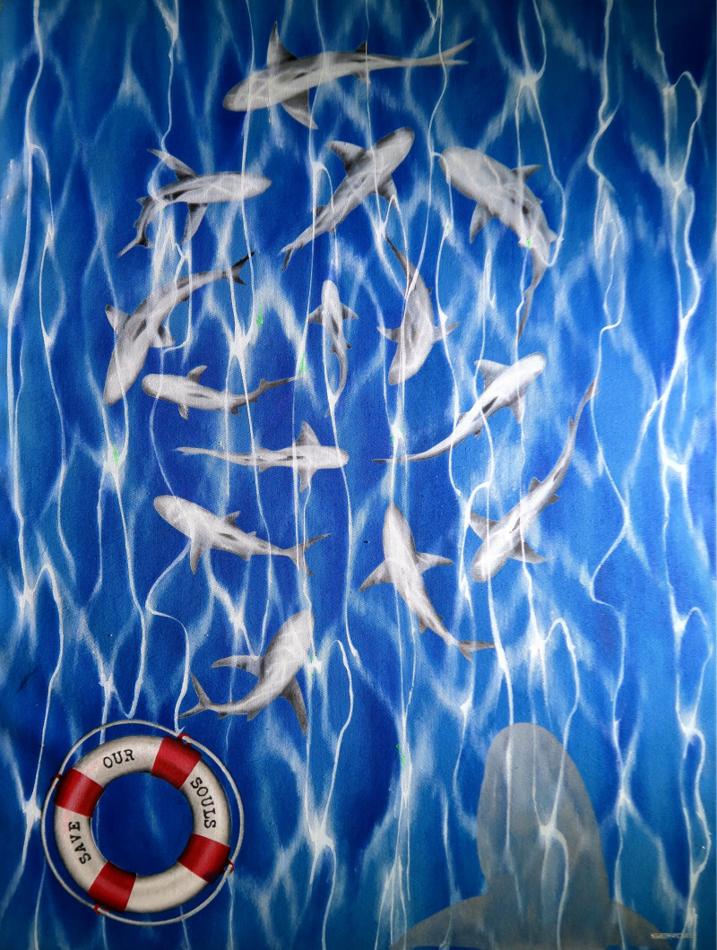Open Water original painting by Sergejus Želobčastas. Animalistic Paintings