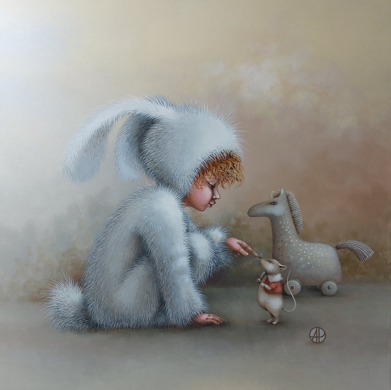 I am a Bunny, who are You? original painting by Aurina Griciūtė-Paškevičienė . Animalistic Paintings