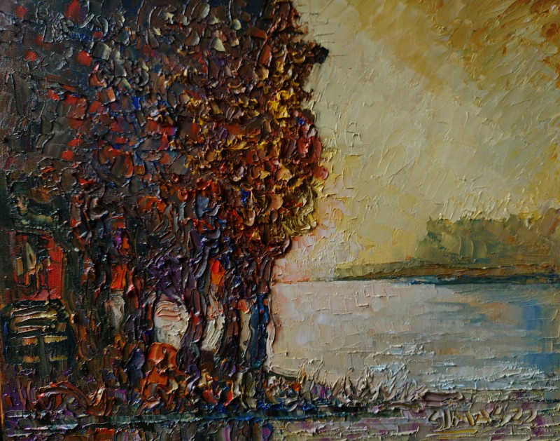 Trees Near The Lake original painting by Simonas Gutauskas. Landscapes