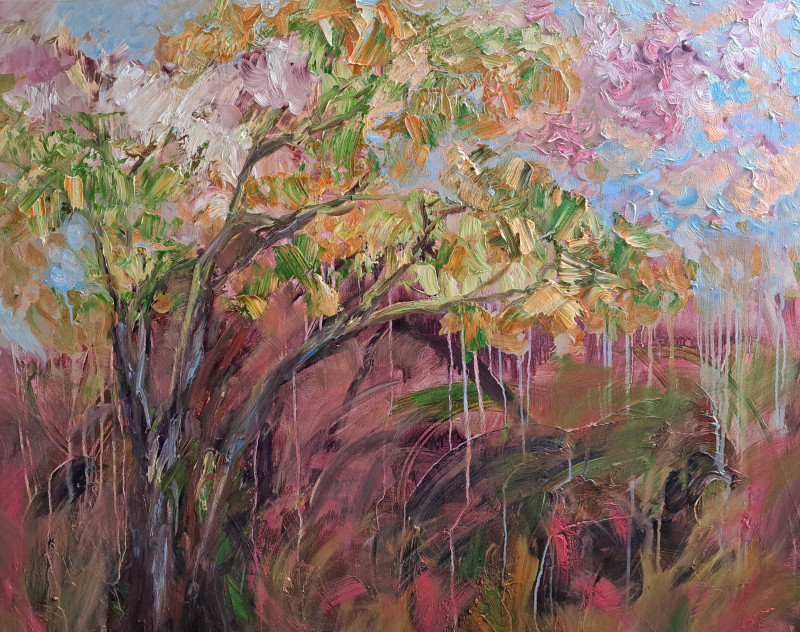 Blooming original painting by Areta Didžionienė. Landscapes