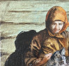 A Woman and Her Wolf original painting by Onutė Juškienė. Paintings With People