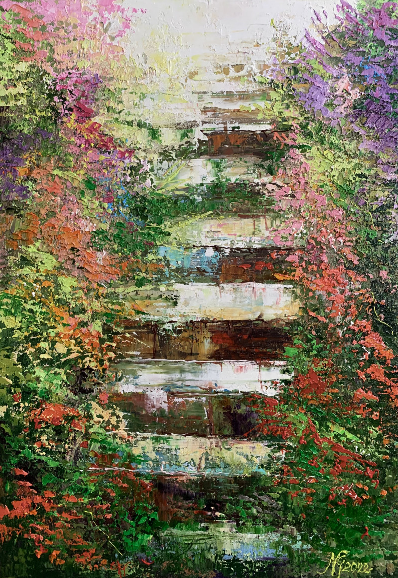 Forgotten stairs original painting by Nijolė Grigonytė-Lozovska. Splash Of Colors