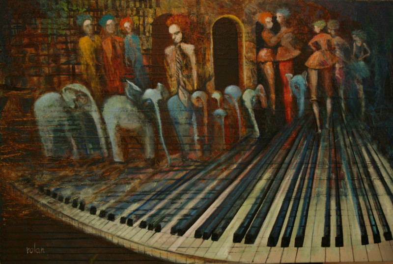 Rolandas Butkevičius tapytas paveikslas Devyni drambliai ant mano klaviatūros, Išlaisvinta fantazija , paveikslai internetu