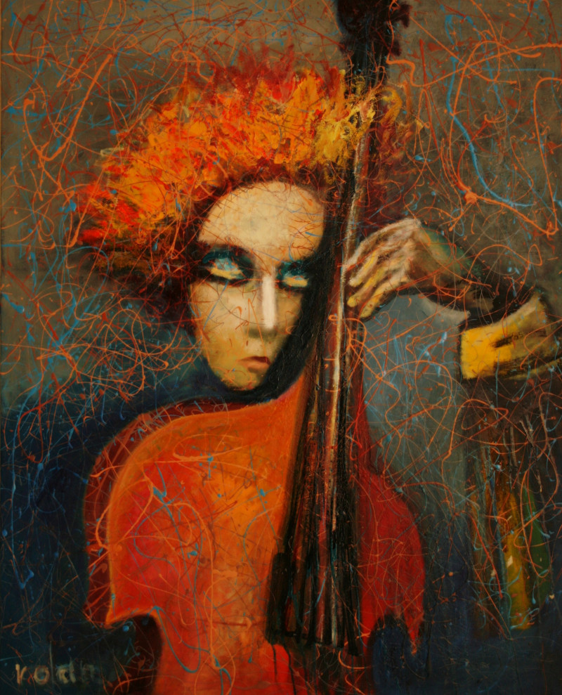 My cello original painting by Rolandas Butkevičius. Dance And Music