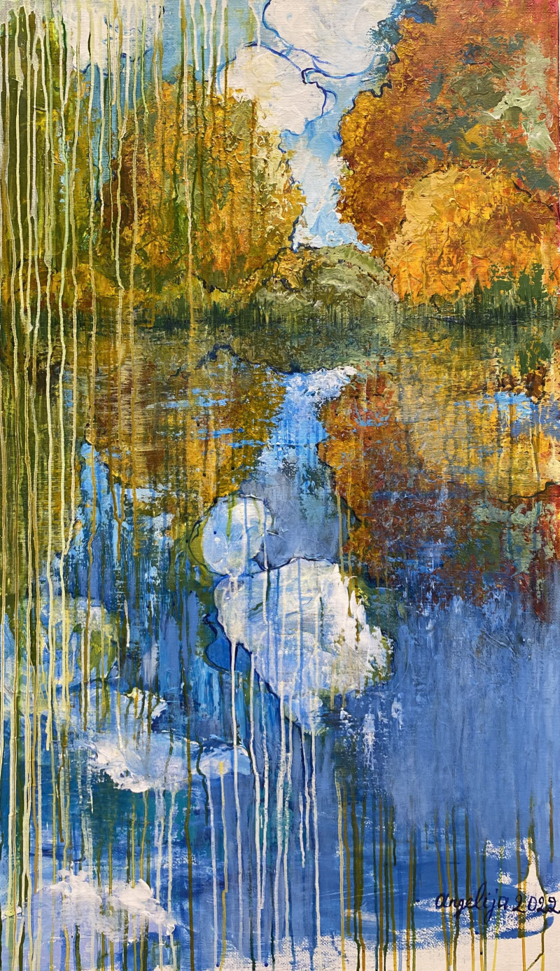 Autumn Is Coming To The Lakes original painting by Angelija Eidukienė. Landscapes