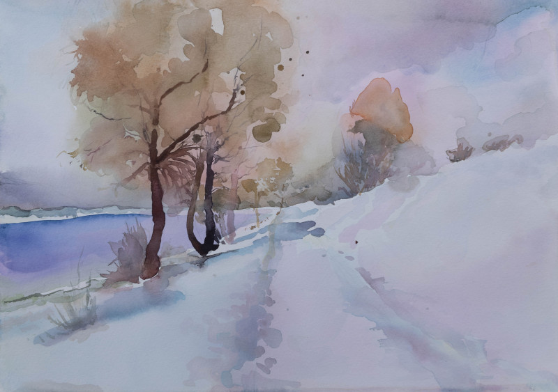 Tomas Stanaitis tapytas paveikslas Žiema, Šančių dviračių takas, Paveikslai su Žiema , paveikslai internetu