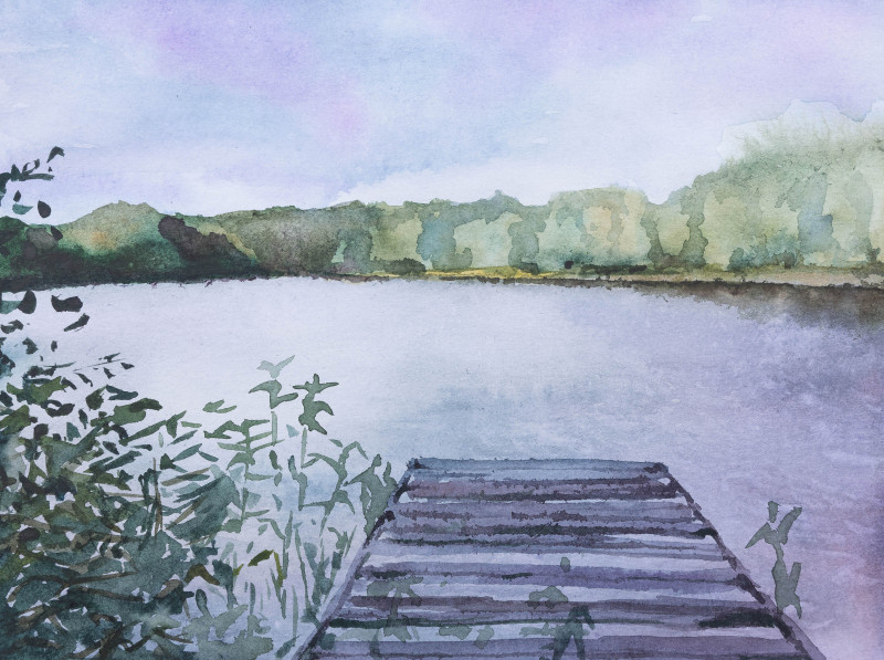 Tomas Stanaitis tapytas paveikslas Ežero krantas, Peizažai , paveikslai internetu