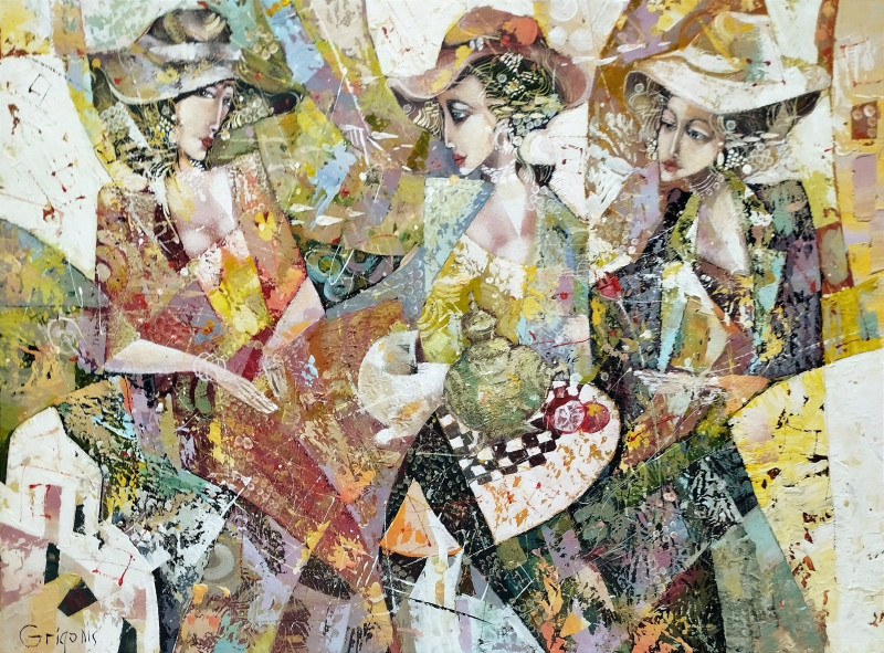 Česlovas Grigonis tapytas paveikslas Damos iš Monmartro, Fantastiniai paveikslai , paveikslai internetu
