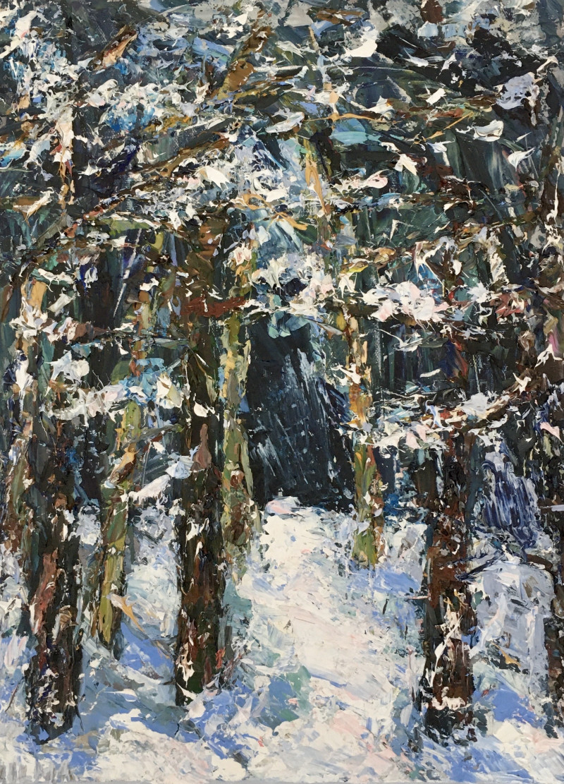 Vilma Gataveckienė tapytas paveikslas Winter forest, Paveikslai su Žiema , paveikslai internetu