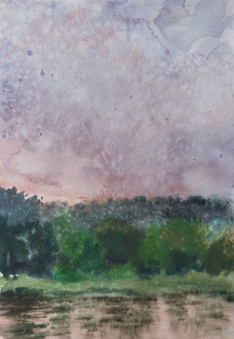 Rainy Summer Evening original painting by Tomas Stanaitis. Landscapes