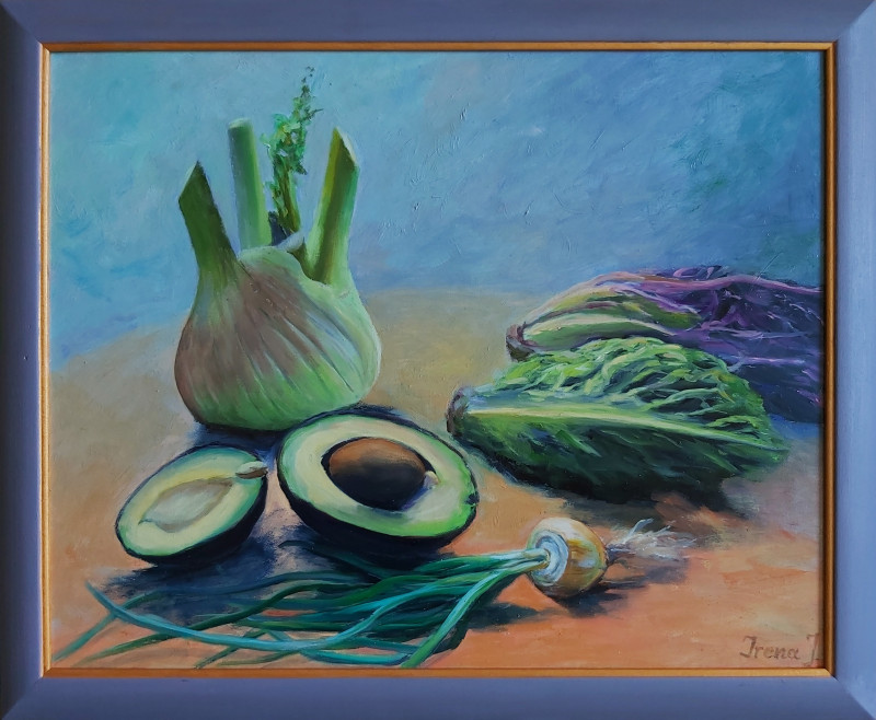 Irena Jasiūnienė tapytas paveikslas Natiurmortas su daržovėmis, Natiurmortai , paveikslai internetu