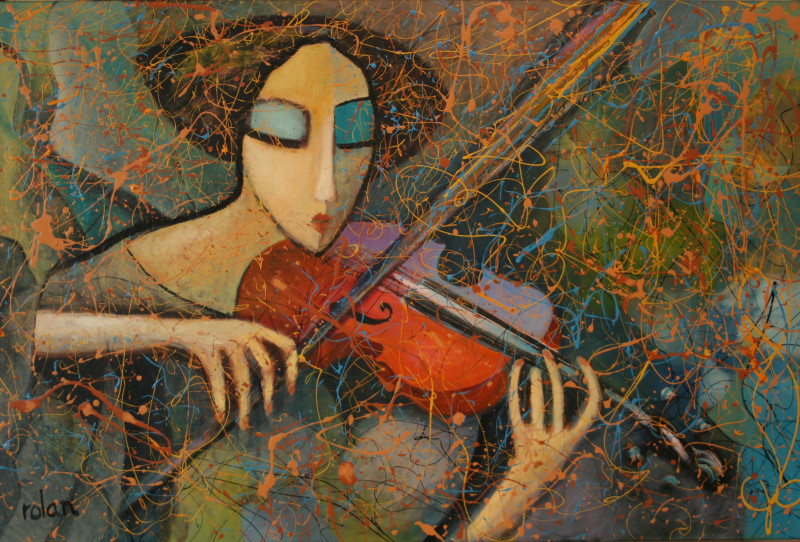 Violin Wings original painting by Rolandas Butkevičius. Dance - Music
