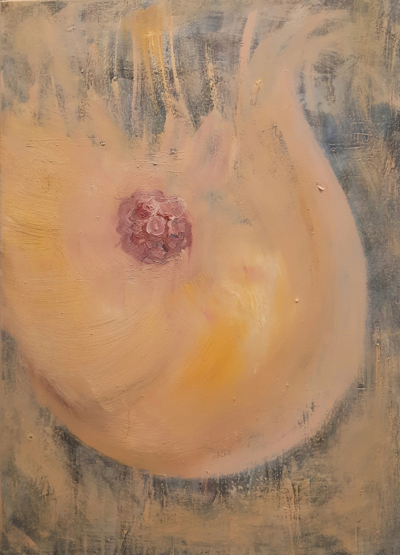 Breast with an alveolus original painting by Kristina Čivilytė. Oil painting