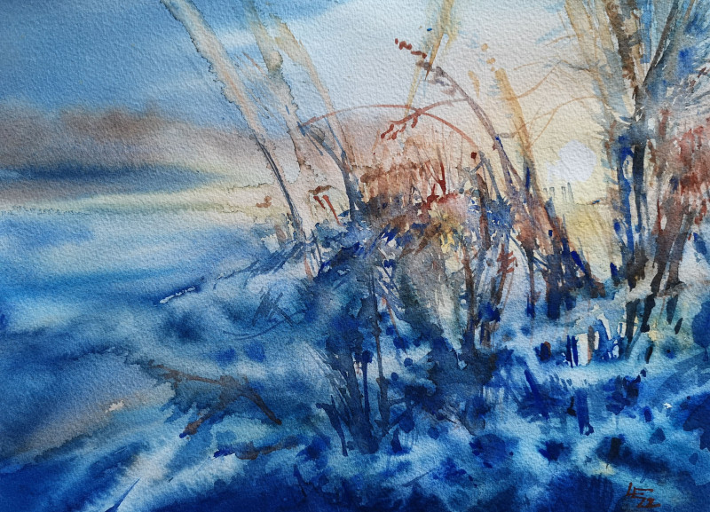 Eglė Lipinskaitė tapytas paveikslas Šviesa žiemos rytą, Paveikslai su Žiema , paveikslai internetu