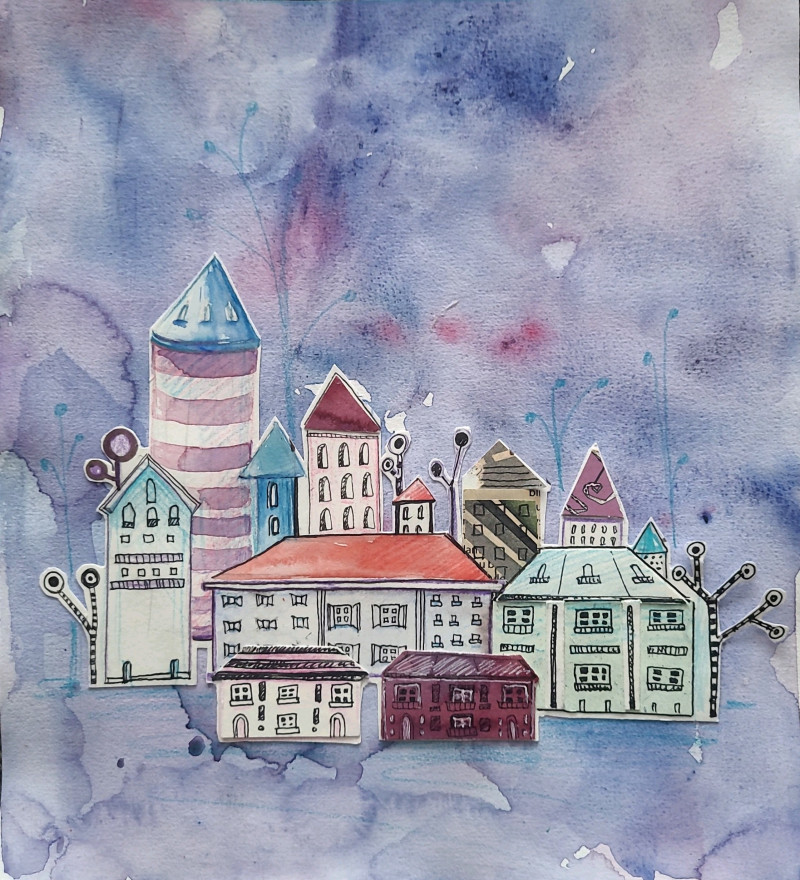 City original painting by Marija Giliova. Urbanistic - Cityscape