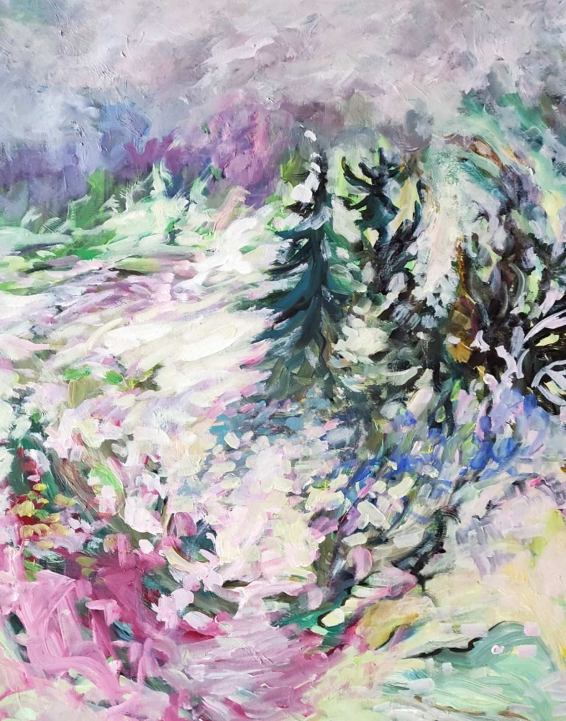 Snow original painting by Birutė Butkienė. Landscapes
