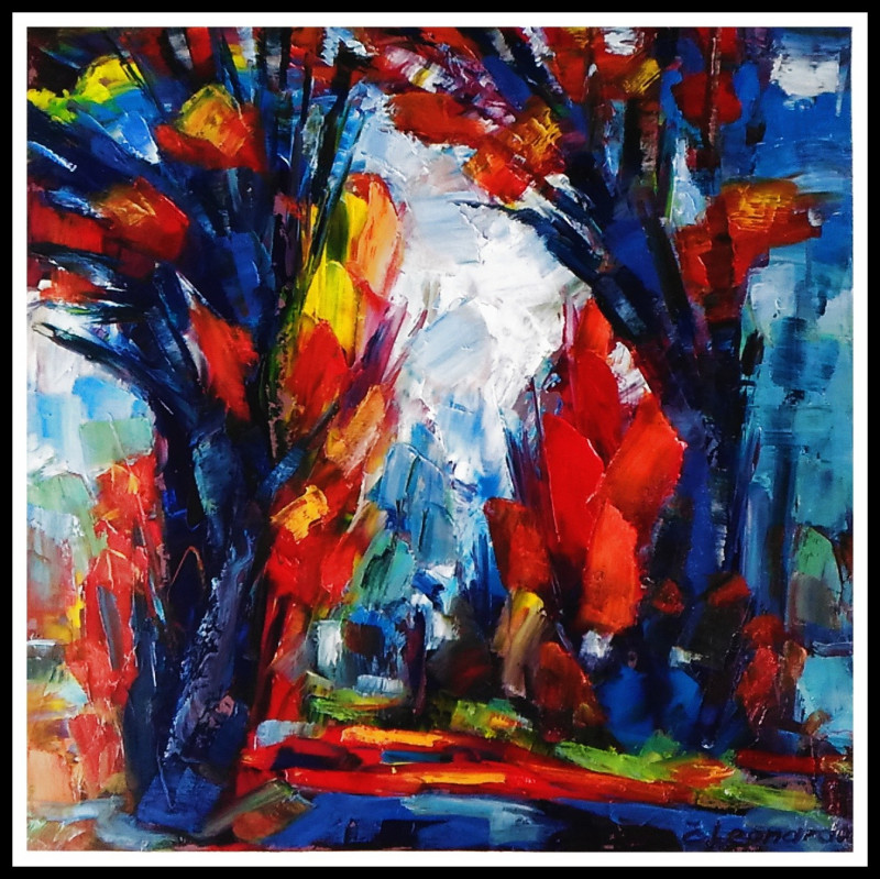 Autumn Trees original painting by Leonardas Černiauskas. Abstract Paintings