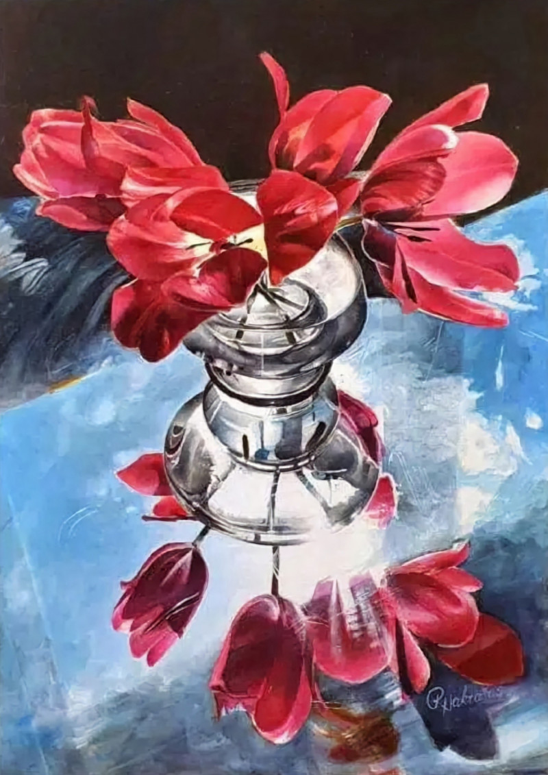 Rimas Nаkrašas tapytas paveikslas Tulpės, Natiurmortai , paveikslai internetu