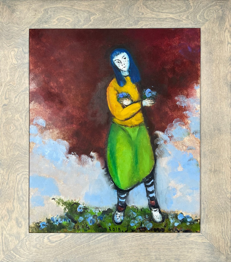 Jonas Daniliauskas tapytas paveikslas Žibučių mergaitė, Moters grožis , paveikslai internetu