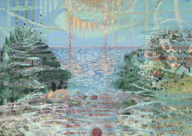 Gražina Vitartaitė tapytas paveikslas Du piliakalniai ir jūra, Peizažai , paveikslai internetu