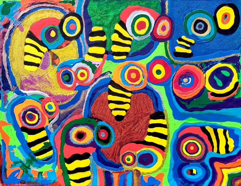Linas Cicėnas tapytas paveikslas Braziliškos bitės, Spalvų pliūpsnis , paveikslai internetu