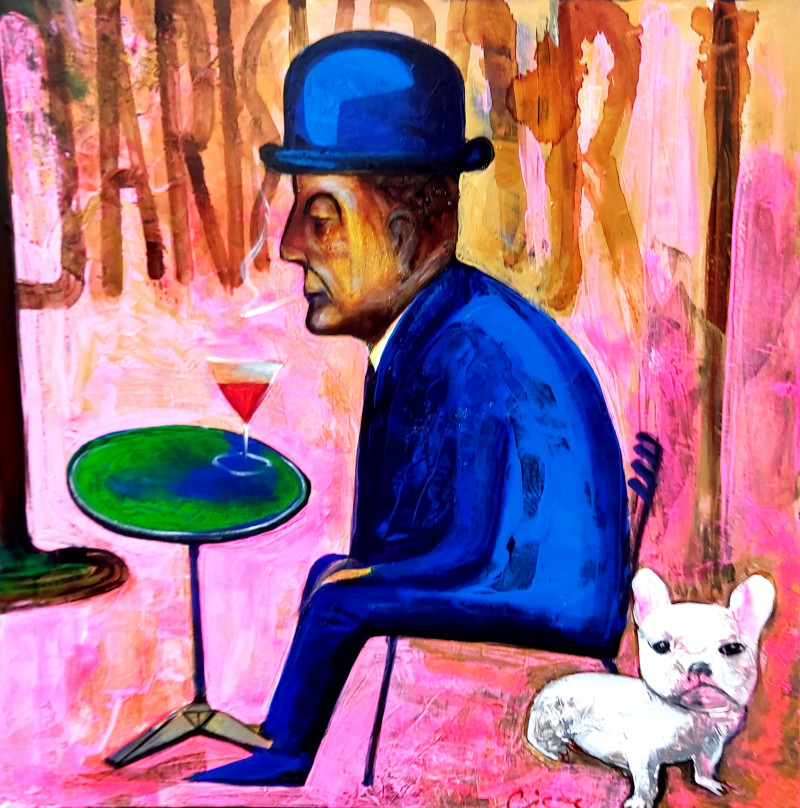 Linas Cicėnas tapytas paveikslas Paryžiaus džentelmenas, Tapyba su žmonėmis , paveikslai internetu