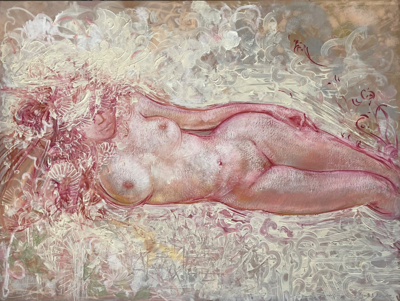 Marius Mindaugas Danys tapytas paveikslas Auksu ant baltos paklodės, Moters grožis , paveikslai internetu