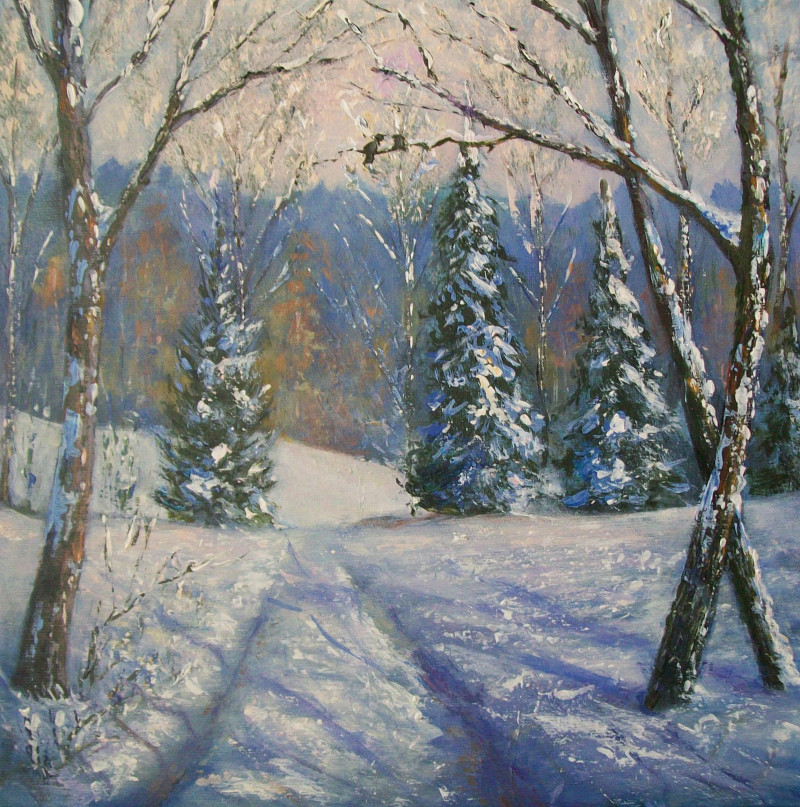 Šaltas rytas original painting by Petras Beniulis. Landscapes