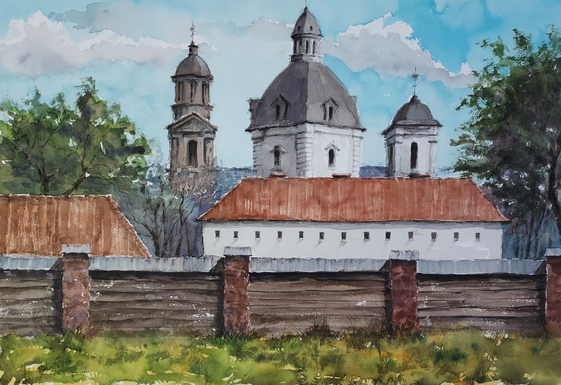 Pažaislis Monastery original painting by Eugis Eidukaitis. Urbanistic - Cityscape