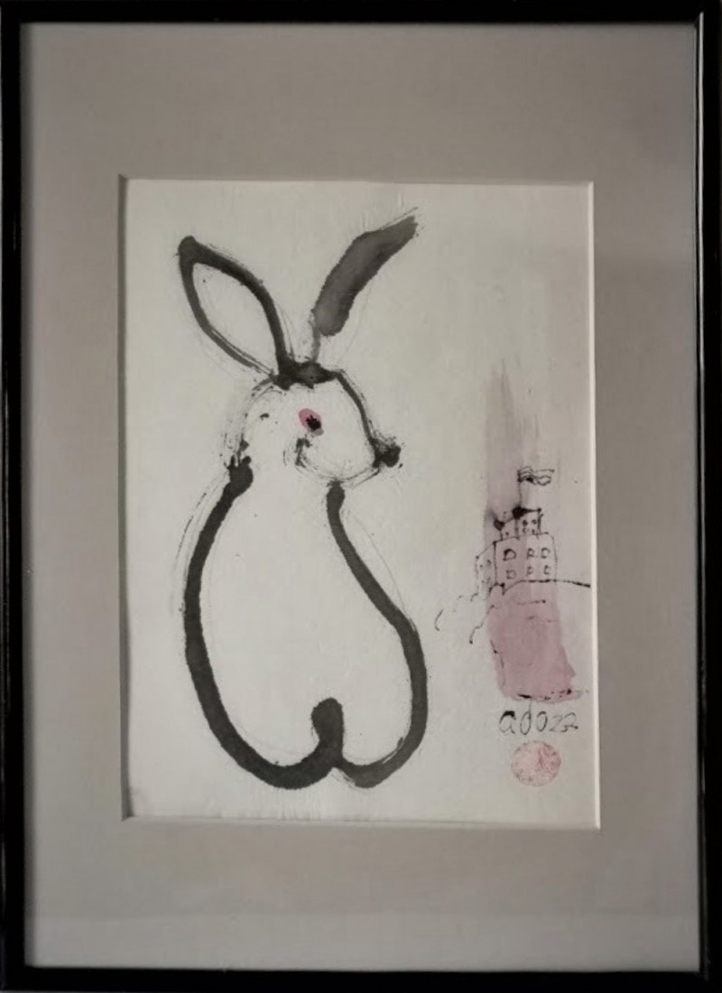 Year of the Rabbit 10 original painting by Jūra Vaškevičiūtė. Animalistic Paintings