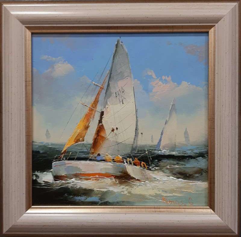 Favourable Wind original painting by Rimantas Grigaliūnas. Marine Art