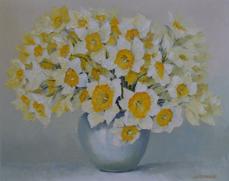 Danutė Virbickienė tapytas paveikslas Pavasario pranašai, Gėlės , paveikslai internetu
