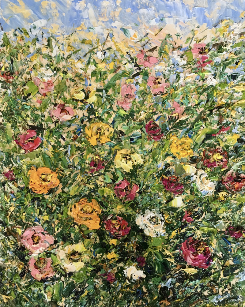 Vilma Gataveckienė tapytas paveikslas Strawflowers, Gėlės , paveikslai internetu