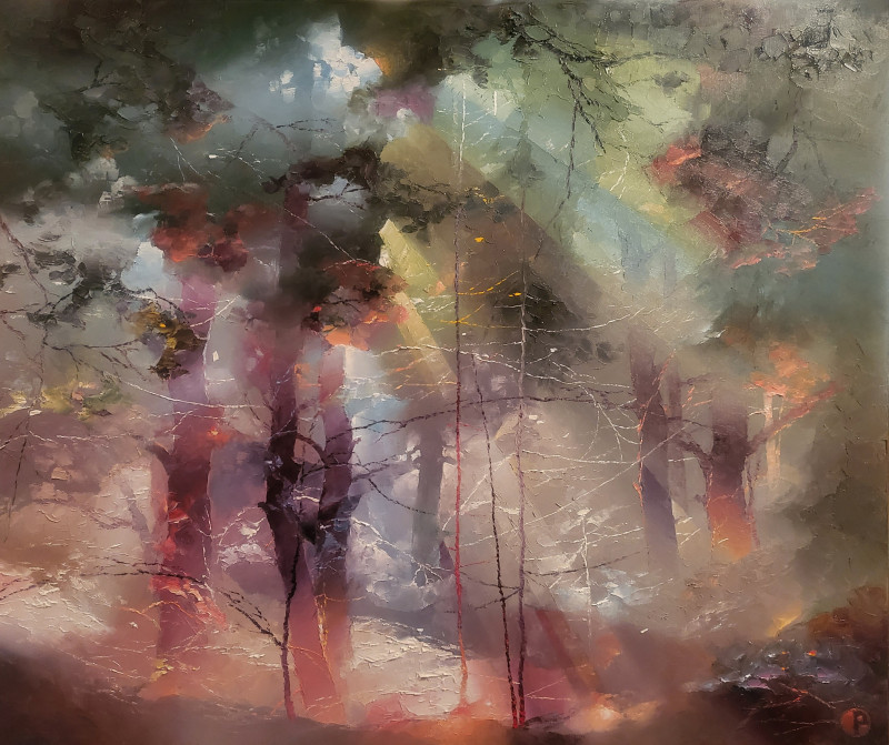 Petras Lukošius tapytas paveikslas Miško simfonija, Abstrakti tapyba , paveikslai internetu