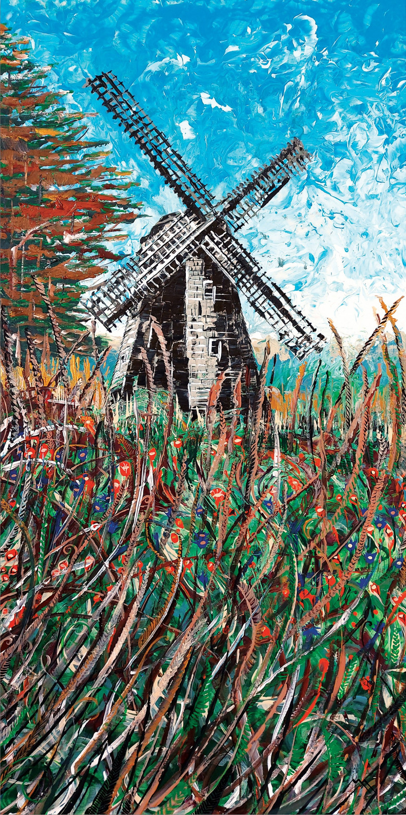 Marius Morkūnas tapytas paveikslas Lazdininkų vėjo malūnas, Peizažai , paveikslai internetu
