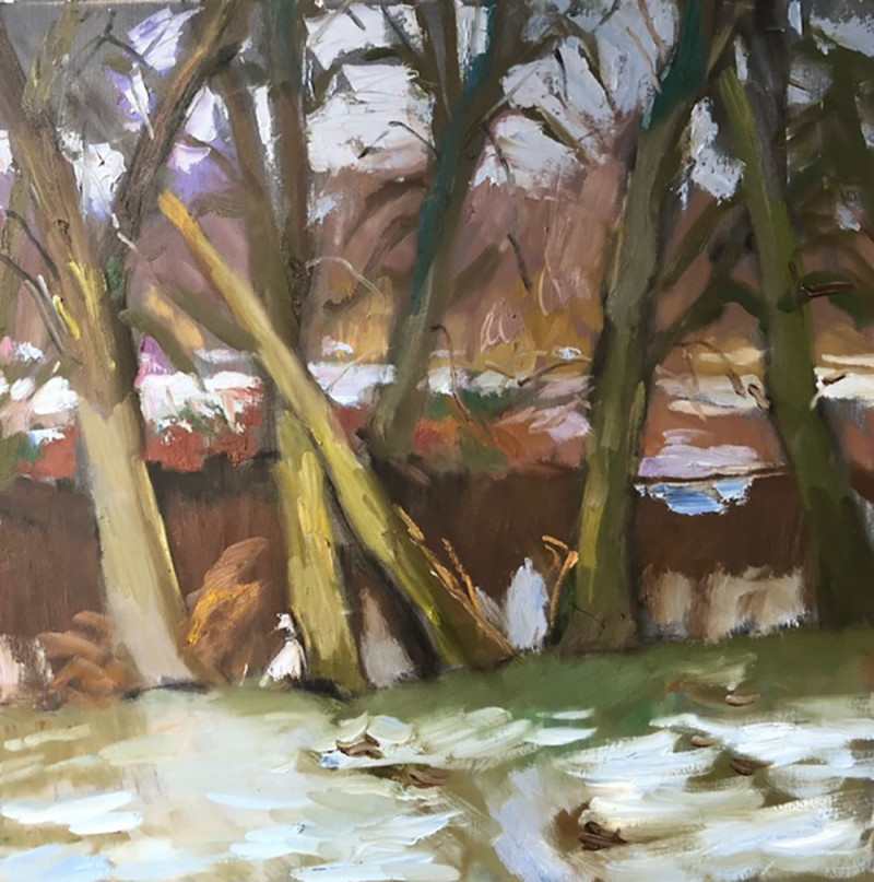 Trees by the River original painting by Valentinas Varnas. Landscapes