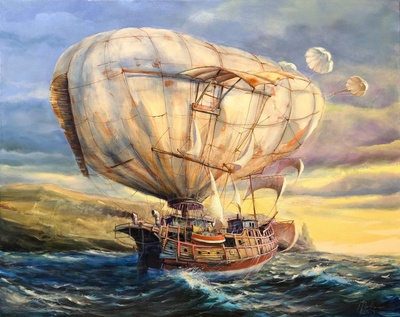 Modestas Malinauskas tapytas paveikslas Palankaus vėjo belaukiant, Išlaisvinta fantazija , paveikslai internetu