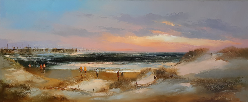 Palanga Seaside original painting by Rimantas Grigaliūnas. Marine Art