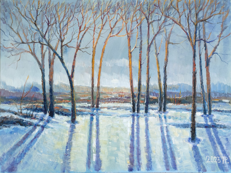 Winter Light original painting by Aloyzas Pacevičius. Paintings With Winter