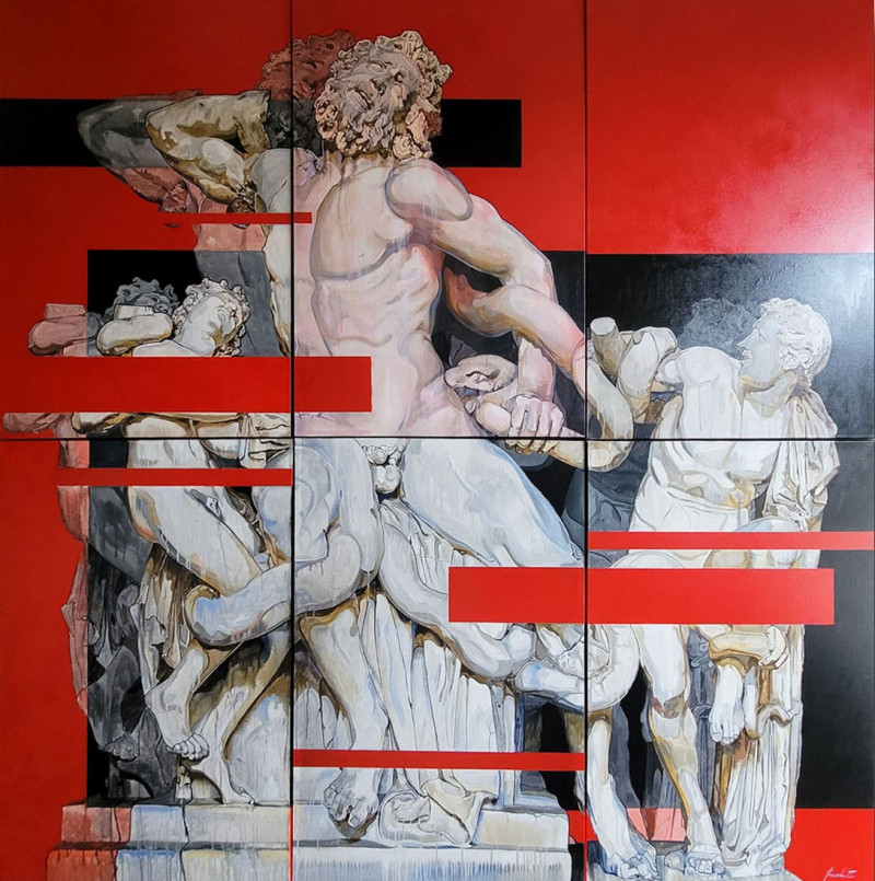 Ansis Burkė tapytas paveikslas Prasilenkiantys laike, Paveikslai moderniam interjerui , paveikslai internetu