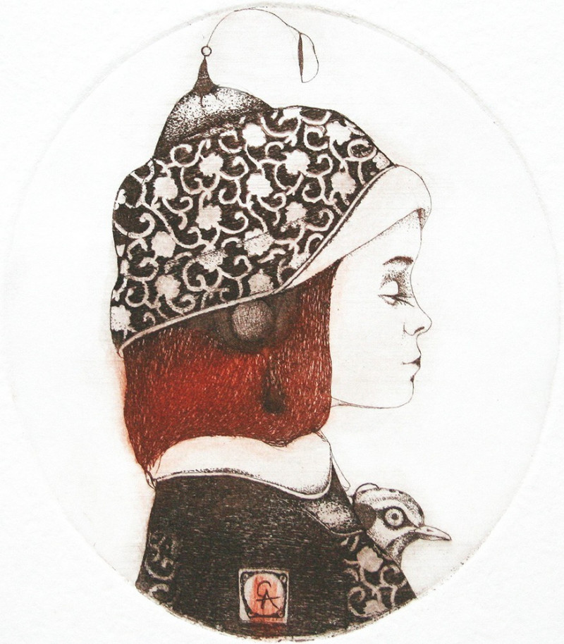 Gražvyda Andrijauskaitė tapytas paveikslas Mergaitė ir paukštis II, Meno kolekcionieriams , paveikslai internetu