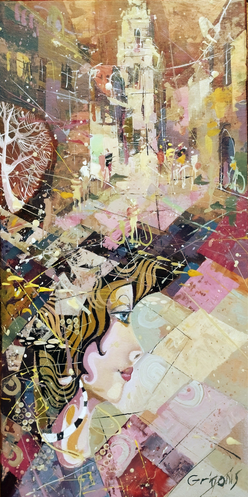 Česlovas Grigonis tapytas paveikslas Vakarėjant, Abstrakti tapyba , paveikslai internetu